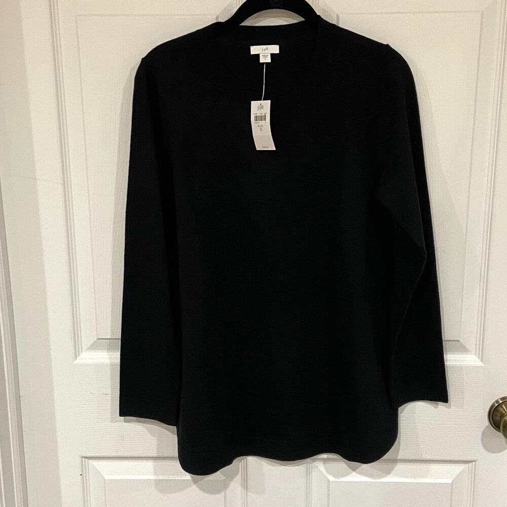 J Jill Crewneck Long Sleeve Black Tunic Sweater - Size S - NWT